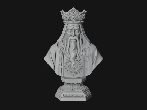 Crowned Hooded Sage Bust Statue Design 4 - 3D Print Model 3D Print Model