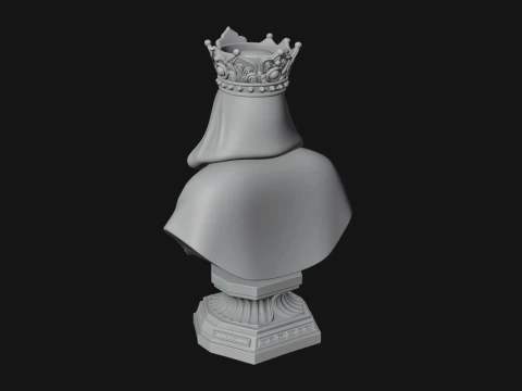 Crowned Hooded Sage Bust Statue Design 4 - 3D Print Model 3D Print Model