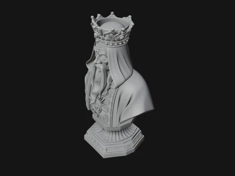 Crowned Hooded Sage Bust Statue Design 4 - 3D Print Model 3D Print Model