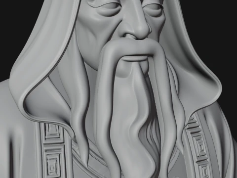 Crowned Hooded Sage Bust Statue Design 4 - 3D Print Model 3D Print Model