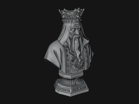 Crowned Hooded Sage Bust Statue Design 4 - 3D Print Model 3D Print Model
