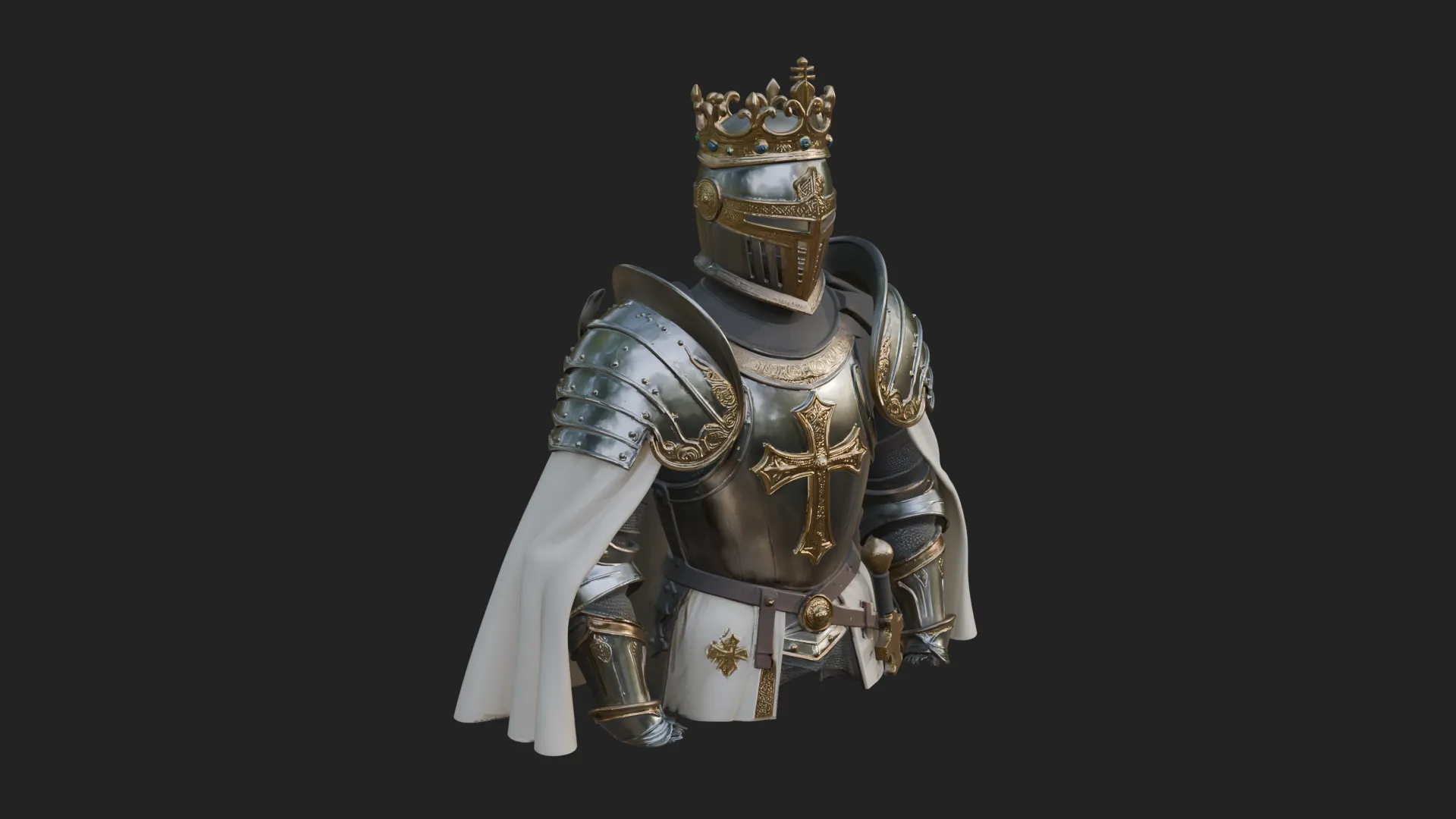 Crusader Knight Bust Statue Design 7 - 3D Print Model 3D Print Model .c4d .max .obj .3ds .fbx .stl .blend 