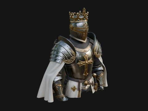 Crusader Knight Bust Statue Design 7 - 3D Print Model Modelo de impresión 3D