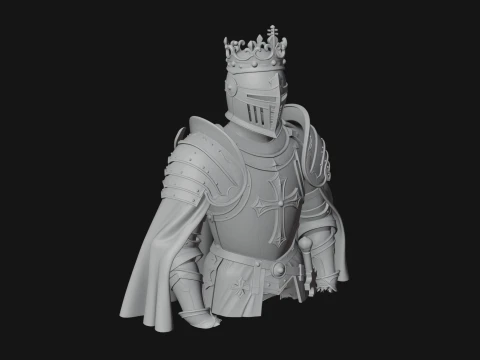 Crusader Knight Bust Statue Design 7 - 3D Print Model 3D Print Model