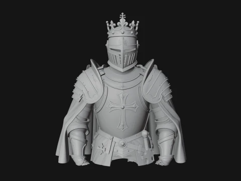 Crusader Knight Bust Statue Design 7 - 3D Print Model 3D Print Model