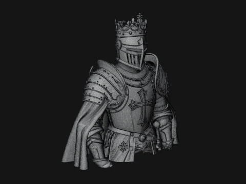 Crusader Knight Bust Statue Design 7 - 3D Print Model 3D Print Model