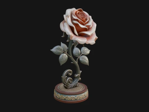 Carved Rose Ornament Design 7 - 3D Print Model 3D Druckmodell