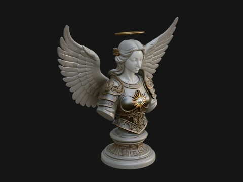 Winged Angel Warrior Bust Statue Design 6 - 3D Print Model 3D Print Model