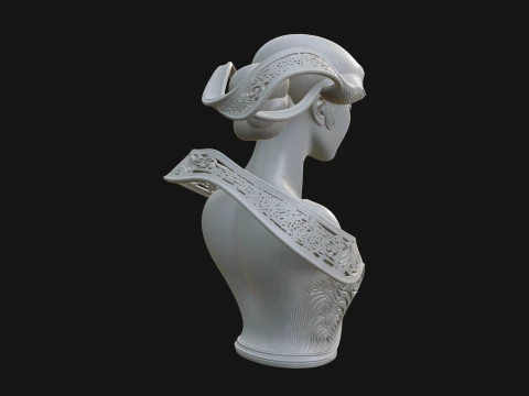Ethereal Lace Woman Bust Statue Design 6 - 3D Print Model 3D Print Model