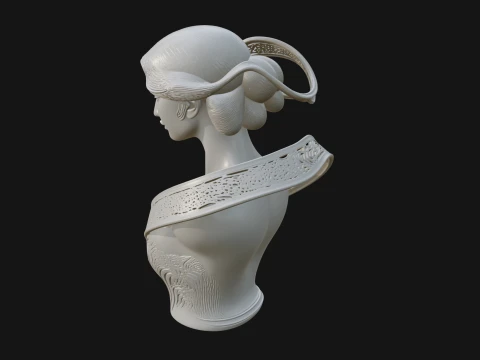 Ethereal Lace Woman Bust Statue Design 6 - 3D Print Model 3D Print Model