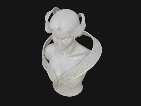 Ethereal Lace Woman Bust Statue Design 6 - 3D Print Model 3D Print Model