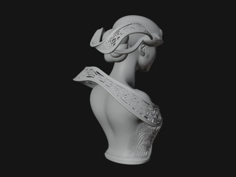 Ethereal Lace Woman Bust Statue Design 6 - 3D Print Model 3D Print Model