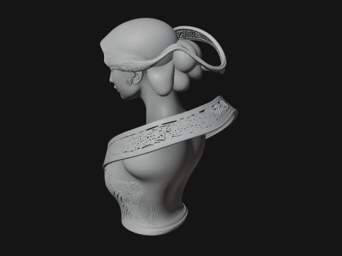 Ethereal Lace Woman Bust Statue Design 6 - 3D Print Model 3D Print Model
