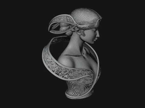 Ethereal Lace Woman Bust Statue Design 6 - 3D Print Model 3D Print Model
