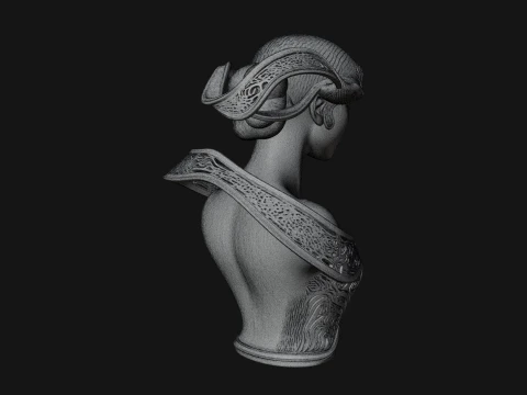 Ethereal Lace Woman Bust Statue Design 6 - 3D Print Model 3D Print Model