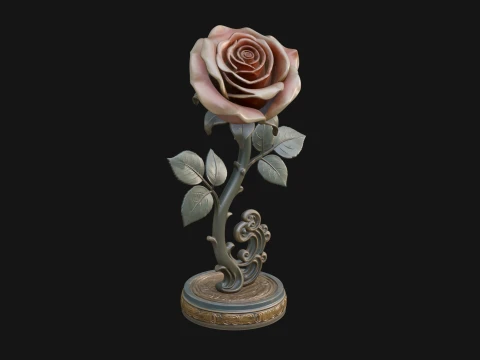Carved Rose Ornament Design 8 - 3D Print Model 3Dプリントモデル