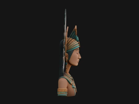 Feathered Headdress Woman Bust Statue Design 5 - 3D Print Model 3D Print Model