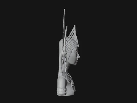 Feathered Headdress Woman Bust Statue Design 5 - 3D Print Model 3D Print Model