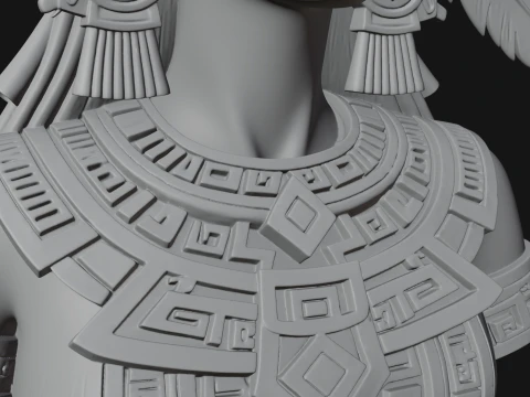 Feathered Headdress Woman Bust Statue Design 5 - 3D Print Model 3D Print Model
