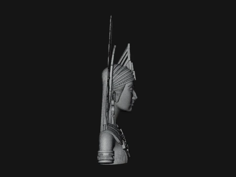 Feathered Headdress Woman Bust Statue Design 5 - 3D Print Model 3D Print Model