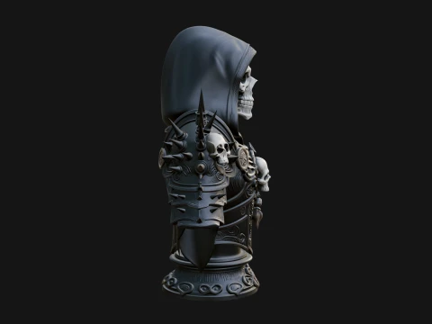 Hooded Skeleton Reaper Bust Statue Design 12 - 3D Print Model 3D Print Model