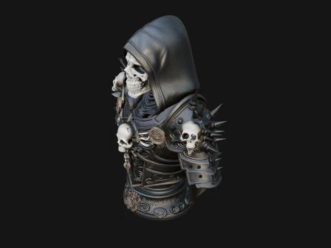 Hooded Skeleton Reaper Bust Statue Design 12 - 3D Print Model 3D Print Model