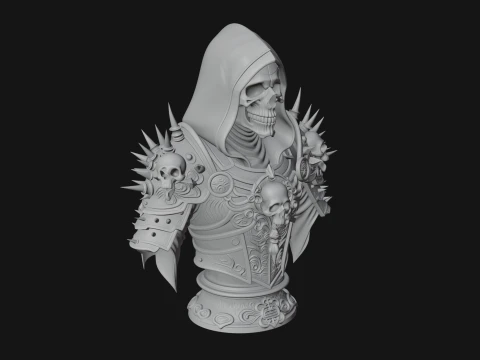 Hooded Skeleton Reaper Bust Statue Design 12 - 3D Print Model 3D Print Model
