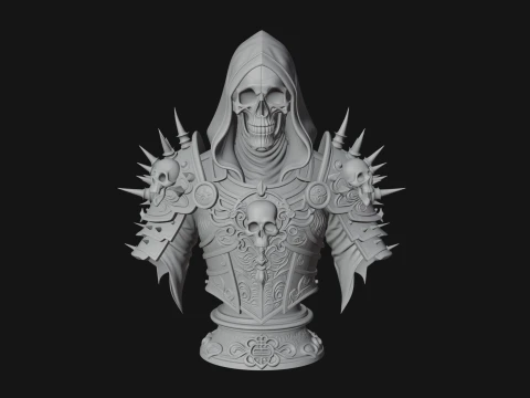 Hooded Skeleton Reaper Bust Statue Design 12 - 3D Print Model 3D Print Model