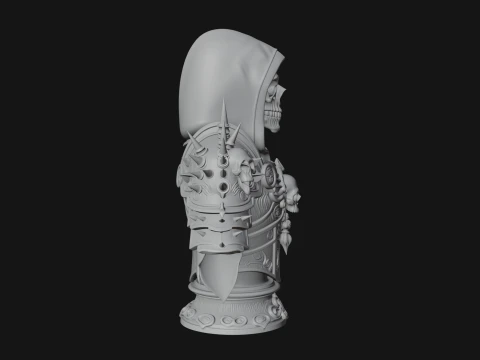 Hooded Skeleton Reaper Bust Statue Design 12 - 3D Print Model 3D Print Model