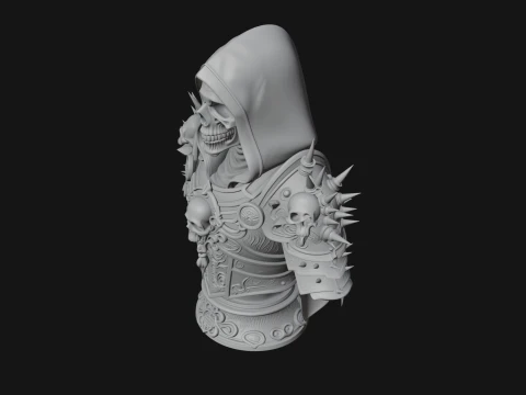 Hooded Skeleton Reaper Bust Statue Design 12 - 3D Print Model 3D Print Model