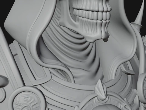 Hooded Skeleton Reaper Bust Statue Design 12 - 3D Print Model 3D Print Model