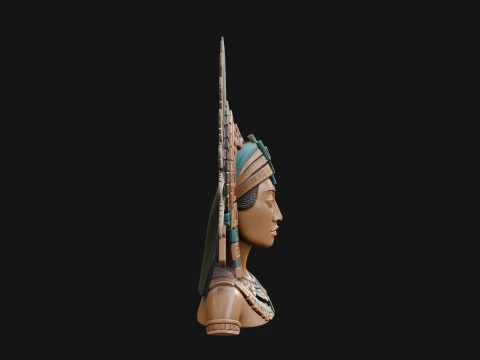 Feathered Headdress Woman Bust Statue Design 6 - 3D Print Model 3D Print Model