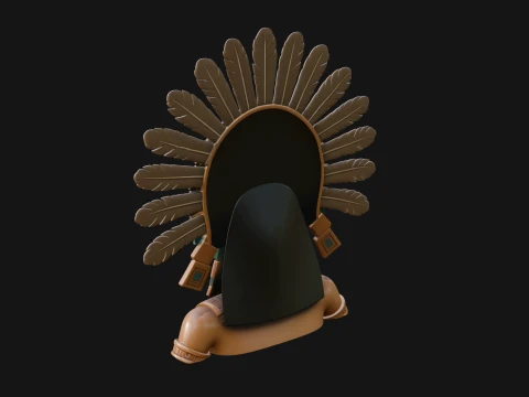 Feathered Headdress Woman Bust Statue Design 6 - 3D Print Model 3D Print Model
