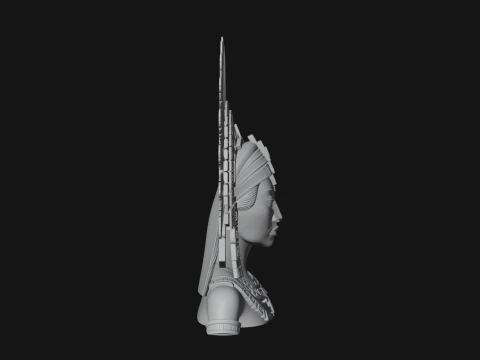 Feathered Headdress Woman Bust Statue Design 6 - 3D Print Model 3D Print Model