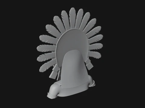Feathered Headdress Woman Bust Statue Design 6 - 3D Print Model 3D Print Model