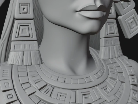 Feathered Headdress Woman Bust Statue Design 6 - 3D Print Model 3D Print Model