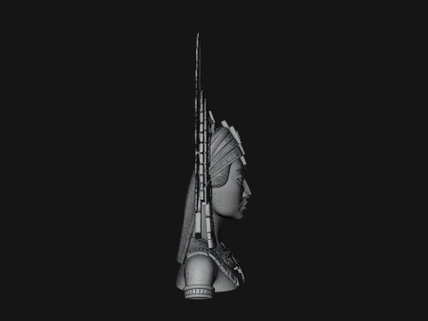 Feathered Headdress Woman Bust Statue Design 6 - 3D Print Model 3D Print Model