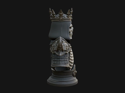 Crowned Skeleton King Bust Statue Design 11 - 3D Print Model 3D Print Model