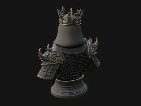 Crowned Skeleton King Bust Statue Design 11 - 3D Print Model 3D Print Model