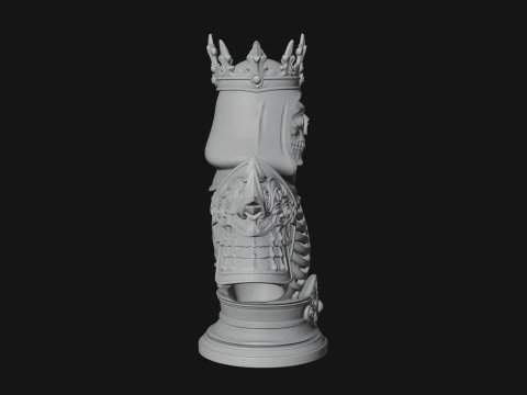 Crowned Skeleton King Bust Statue Design 11 - 3D Print Model 3D Print Model