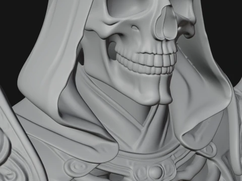 Crowned Skeleton King Bust Statue Design 11 - 3D Print Model 3D Print Model