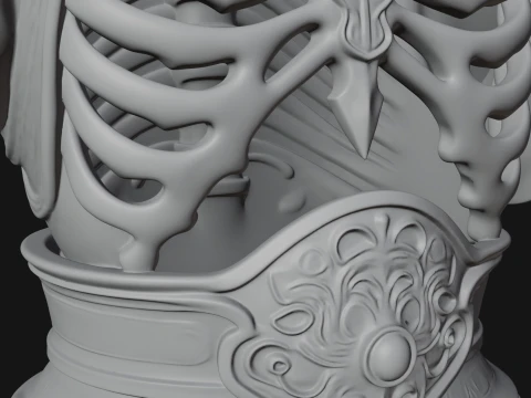 Crowned Skeleton King Bust Statue Design 11 - 3D Print Model 3D Print Model