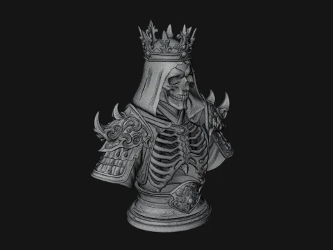 Crowned Skeleton King Bust Statue Design 11 - 3D Print Model 3D Print Model