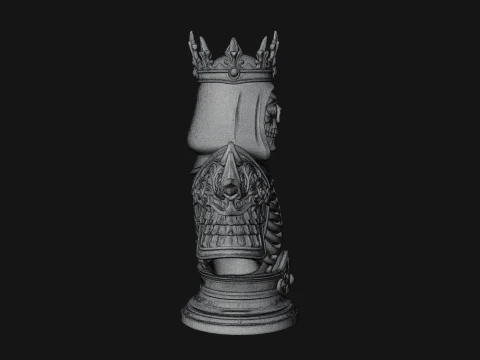 Crowned Skeleton King Bust Statue Design 11 - 3D Print Model 3D Print Model