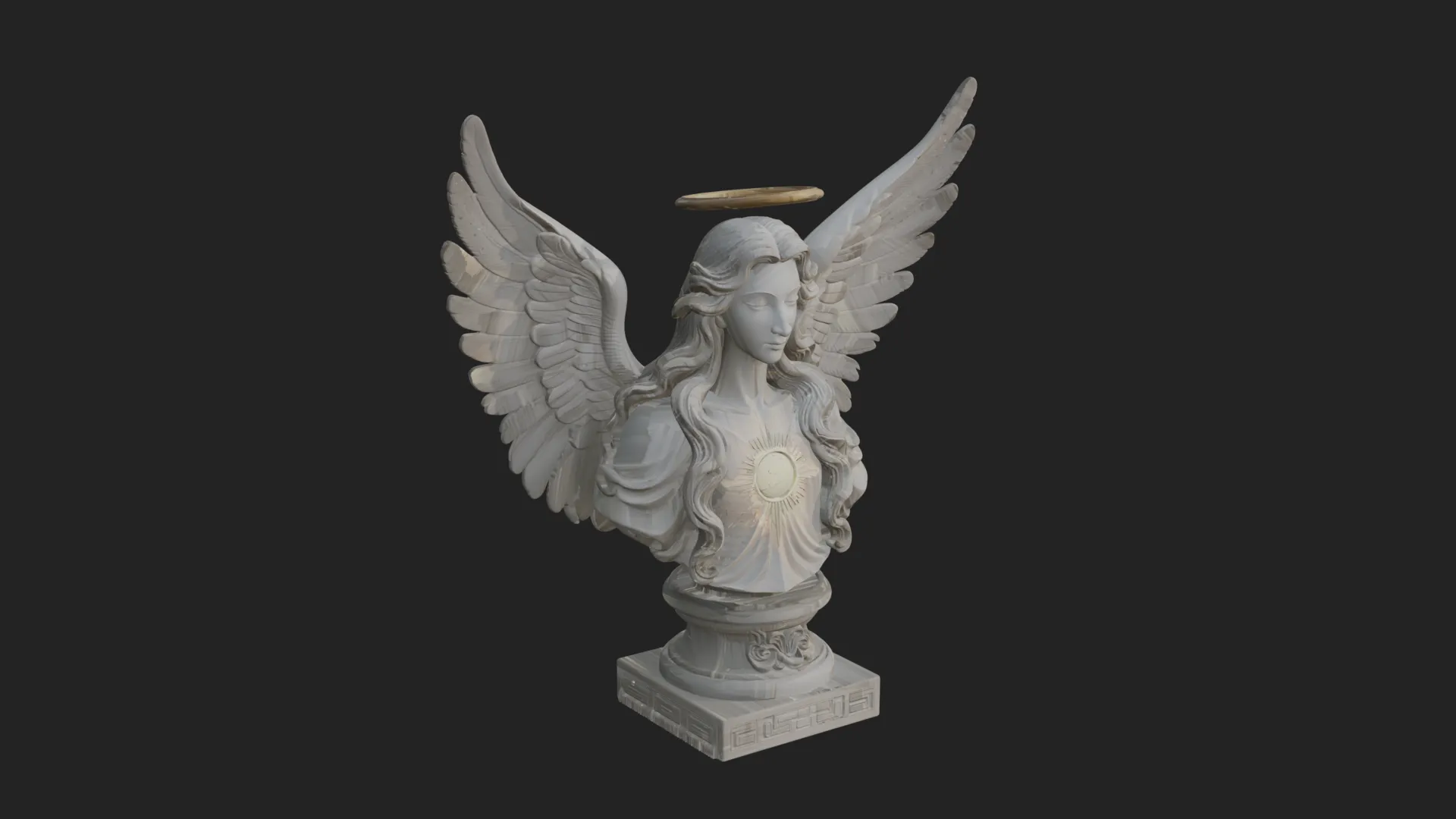 Winged Angel Woman Bust Statue Design 3 - 3D Print Model 3D Print Model .c4d .max .obj .3ds .fbx .stl .blend 