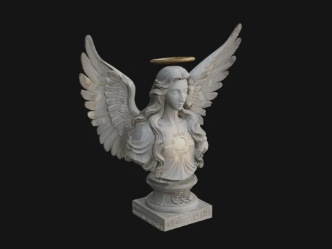 Winged Angel Woman Bust Statue Design 3 - 3D Print Model Modelo de impresión 3D