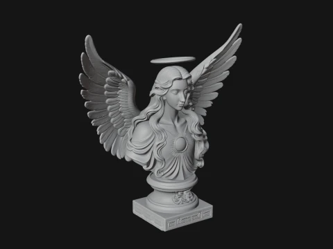 Winged Angel Woman Bust Statue Design 3 - 3D Print Model 3D Print Model