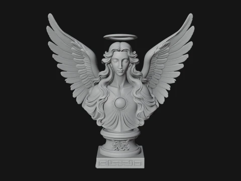 Winged Angel Woman Bust Statue Design 3 - 3D Print Model 3D Print Model