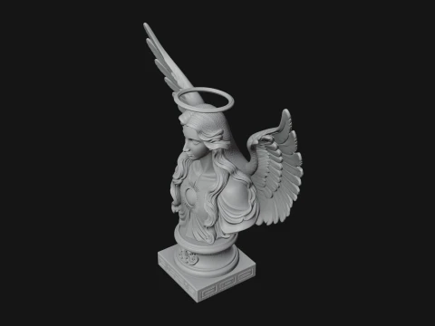 Winged Angel Woman Bust Statue Design 3 - 3D Print Model 3D Print Model