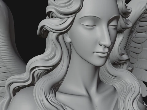 Winged Angel Woman Bust Statue Design 3 - 3D Print Model 3D Print Model